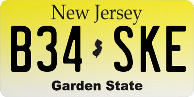 NJ license plate B34SKE