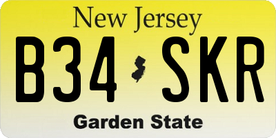 NJ license plate B34SKR