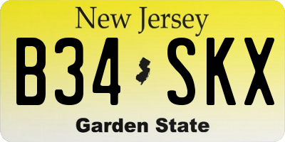 NJ license plate B34SKX