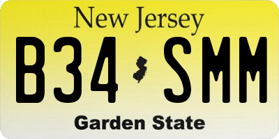 NJ license plate B34SMM