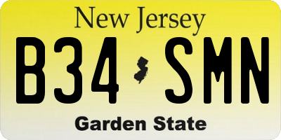 NJ license plate B34SMN