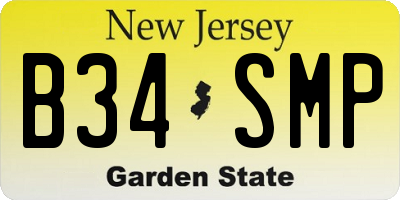 NJ license plate B34SMP