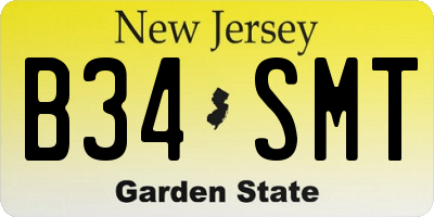 NJ license plate B34SMT