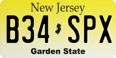 NJ license plate B34SPX