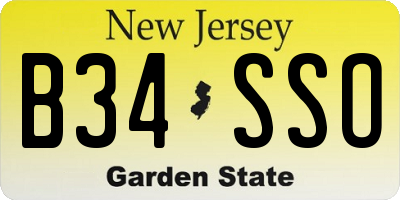 NJ license plate B34SSO