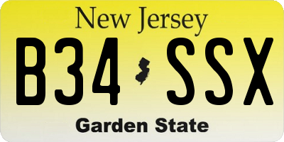 NJ license plate B34SSX