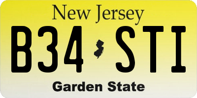 NJ license plate B34STI