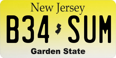 NJ license plate B34SUM