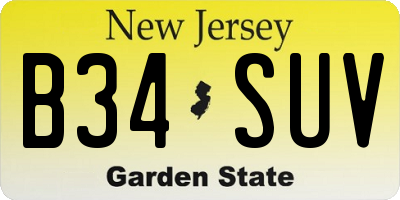 NJ license plate B34SUV