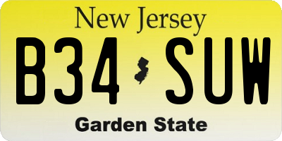 NJ license plate B34SUW