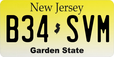 NJ license plate B34SVM