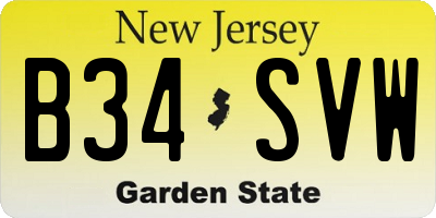 NJ license plate B34SVW