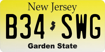 NJ license plate B34SWG