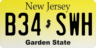NJ license plate B34SWH