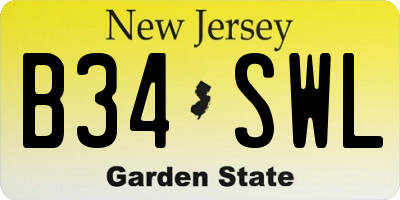 NJ license plate B34SWL