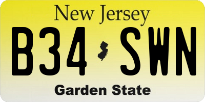 NJ license plate B34SWN