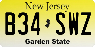 NJ license plate B34SWZ