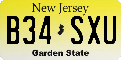 NJ license plate B34SXU