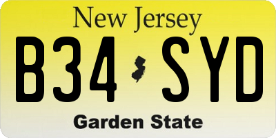 NJ license plate B34SYD