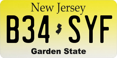 NJ license plate B34SYF
