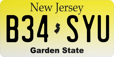 NJ license plate B34SYU