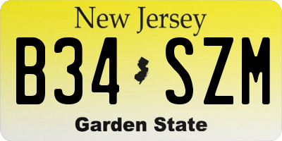 NJ license plate B34SZM