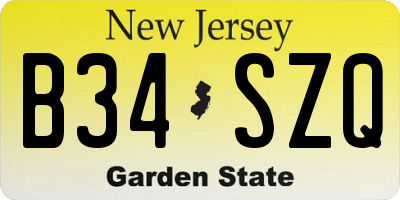 NJ license plate B34SZQ