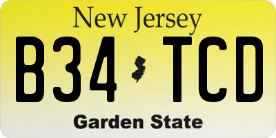 NJ license plate B34TCD