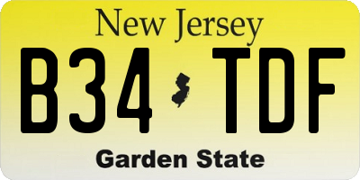 NJ license plate B34TDF