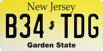 NJ license plate B34TDG