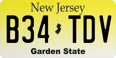 NJ license plate B34TDV