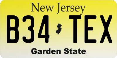 NJ license plate B34TEX