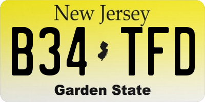 NJ license plate B34TFD