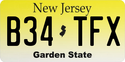 NJ license plate B34TFX
