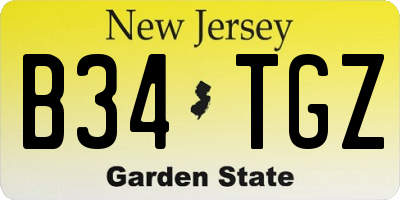 NJ license plate B34TGZ