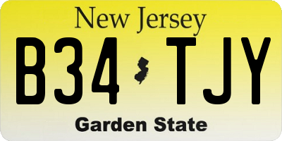 NJ license plate B34TJY