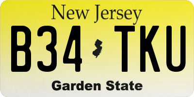NJ license plate B34TKU