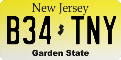 NJ license plate B34TNY