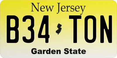 NJ license plate B34TON