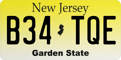 NJ license plate B34TQE