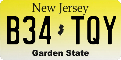 NJ license plate B34TQY
