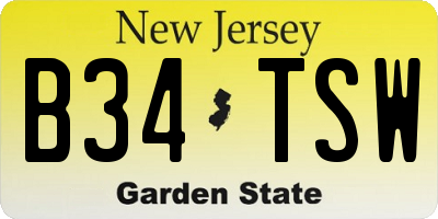 NJ license plate B34TSW