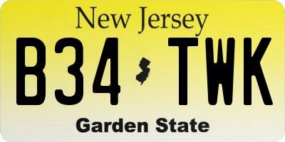 NJ license plate B34TWK