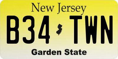 NJ license plate B34TWN