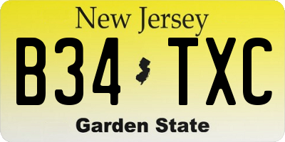 NJ license plate B34TXC