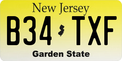 NJ license plate B34TXF