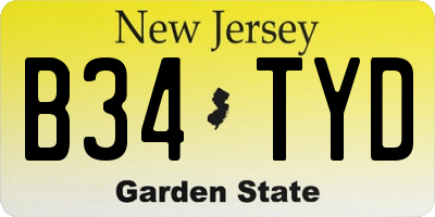 NJ license plate B34TYD