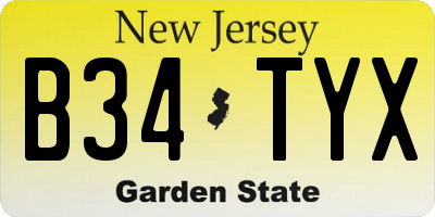 NJ license plate B34TYX