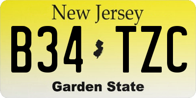NJ license plate B34TZC