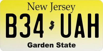 NJ license plate B34UAH